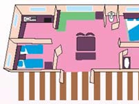 MOBILHOME 5 personnes - Cottage Louisiane - 2 chambres : 31 m² + 14 m² terrasse semi-couverte