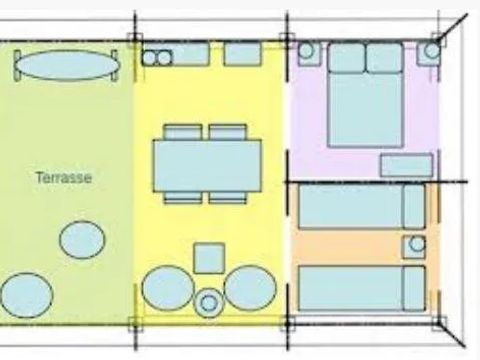 Tente en toile et en bois 5 personnes - Lodge Nature 3 Pièces 5 Personnes Sans Sanitaires