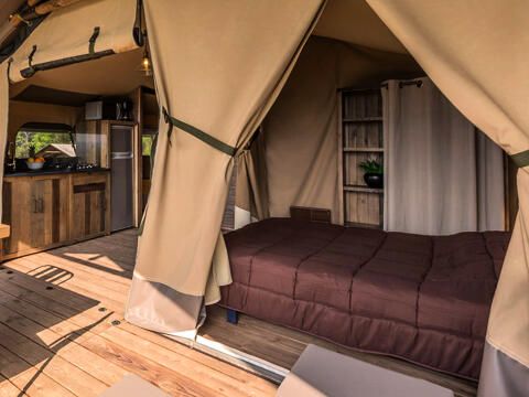 Tente en toile et en bois 4 personnes - Lodge Luxe 3 Pièces 4 Personnes