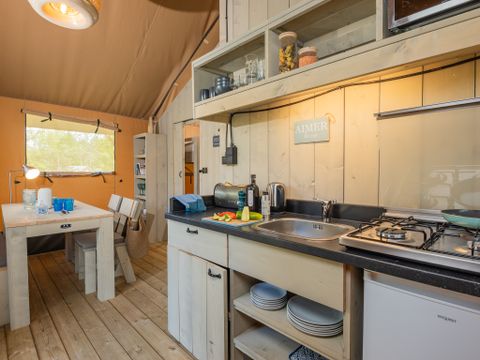 Tente en toile et en bois 4 personnes - Lodge Woody - 2 chambres - 4 personnes