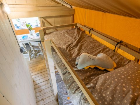 Tente en toile et en bois 4 personnes - Lodge Woody - 2 chambres - 4 personnes