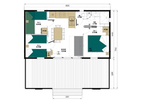 MOBILHOME 10 personnes - La Villa de la Siesta 5 chambres vue mer 4/10 pers
