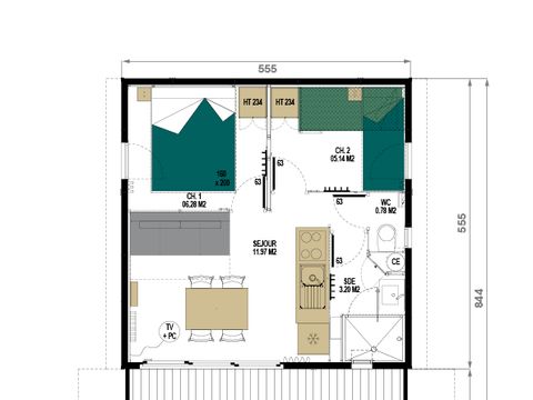 MOBILHOME 10 personnes - La Villa de la Siesta 5 chambres vue mer 4/10 pers