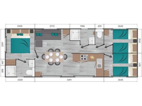 MOBILHOME 6 personnes - Baltique -3 chambres - 2 salles d'eau