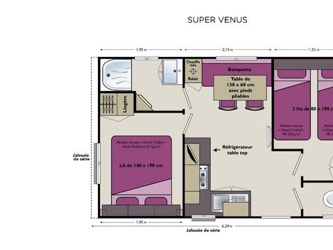 MOBILHOME 4 personnes - Spécial Vendredi / Vendredi - 2 chambres avec sanitaires