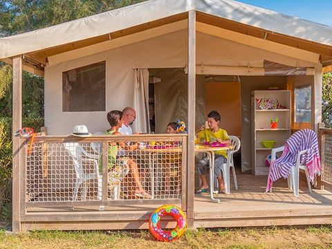 Tente en toile et en bois 5 personnes - Tente Eco Lodge | 2 Ch. | 4/5 Pers. | Sans SDB