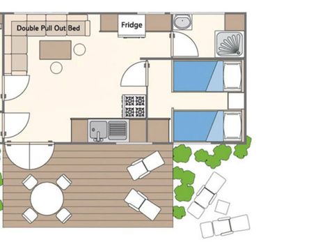 MOBILHOME 6 personnes - Comfort | 2 Ch. | 4/6 Pers. | Terrasse surélevée