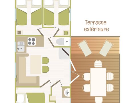 MOBILHOME 6 personnes - Mobil-Home Charme 3 chambres 6p