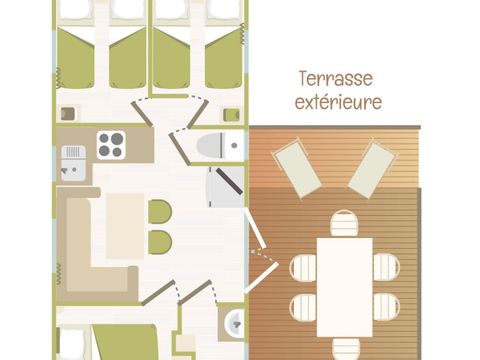 Mobilhome 6 personnes - Charme - 3 chambres
