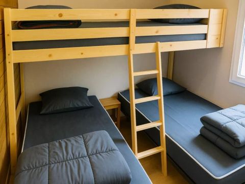 Tente en toile et en bois 7 personnes - Ecolodge 4 pièces Climatisé + TV