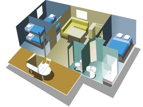 Mobilhome 6 personnes - 3 chambres climatisé en bord de Rivière (33 m²) n°3 à 5