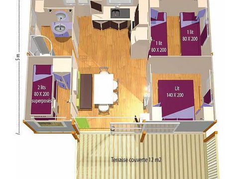 CHALET 6 personnes - Samoa 34m² (3 chambres) + terrasse couverte 15m² TV