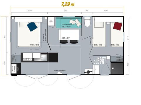 MOBILHOME 4 personnes - Cottage Grand Confort 2 chambres TV - Lave vaisselle