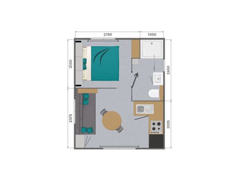 MOBILHOME 2 personnes - Cottage Belvèdere 2p 1ch 1sdb