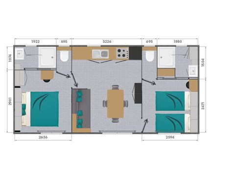 MOBILHOME 6 personnes - Cottage Belvédère 6p 3ch 3sdb Prem1um