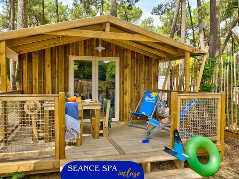 LODGE 4 personnes - Sweetflower 2ch -SPA-TV-plancha-terrasse couverte- 32m² | PREMIUM