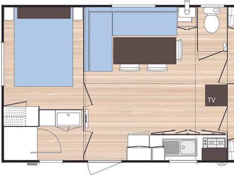 Mobilhome 6 personnes - Classique - 3 chambres - Sans - TV - -terrasse découverte-30m² - STANDARD