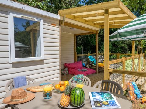 MOBILHOME 6 personnes - Family 3ch-CLIM-terrasse XXL couverte-TV-LV-plancha-30m² | PREMIUM 