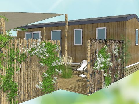 MOBILHOME 10 personnes - Tribu 5ch -CLIM-2 sdb-TV-LV-Plancha-terrasse couverte-56m² | PREMIUM