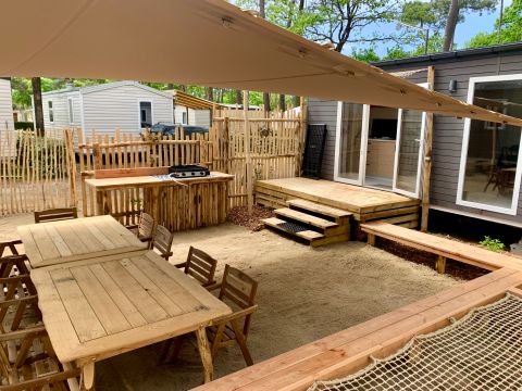 MOBILHOME 10 personnes - Tribu 5ch -CLIM-2 sdb-TV-LV-Plancha-terrasse couverte-56m² | PREMIUM