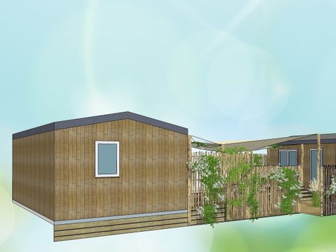 Mobilhome 10 personnes - Tribu - 5 chambres - -CLIM-2 salles de bain-TV-lave-vaisselle-Plancha-terrasse couverte-56m² - PREMIUM
