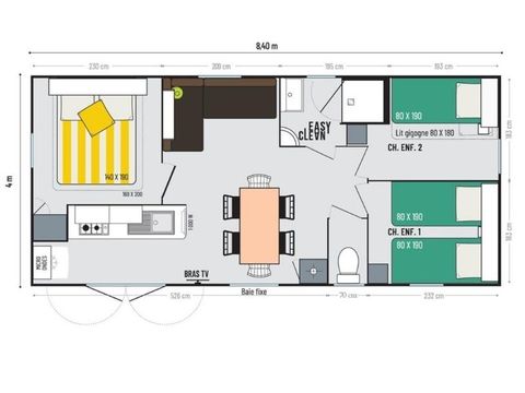 MOBILHOME 6 personnes - Cottage Privilège 3 chambres 