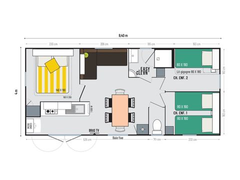 MOBILHOME 6 personnes - PRIVILEGE - CLIM - TV - LV -  Quartier Piétons