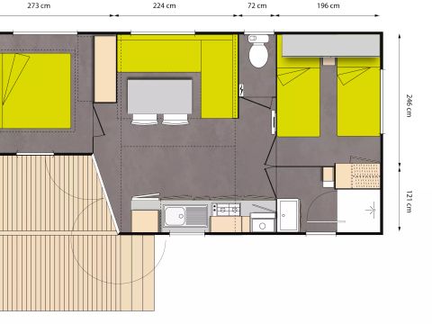 MOBILHOME 4 personnes - Standard Arauris 3 Pièces 4 Personnes Climatisé