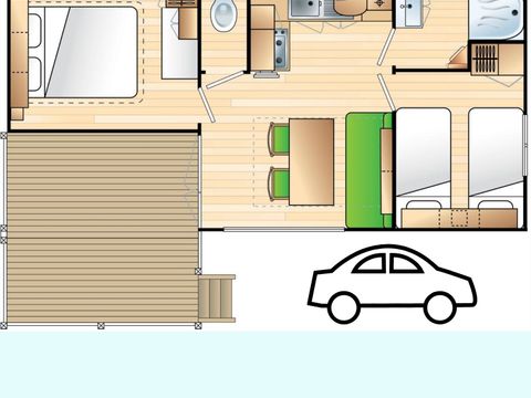 MOBILHOME 6 personnes - Bambou - capacité inclus 2 personnes / capacité max 4 personnes (supplément auprès du camping)