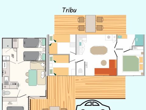 MOBILHOME 11 personnes - COTTAGE PREMIUM TRIBU (5 ch)
