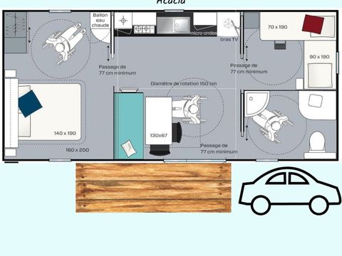 MOBILHOME 4 personnes - COTTAGE CONFORT ACACIA