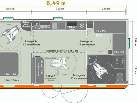 MOBILHOME 4 personnes - Mobil-home Or PMR 2 Chambres 4 Personnes