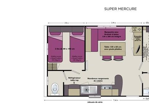 MOBILHOME 6 personnes - MERCURE PAS DE TV