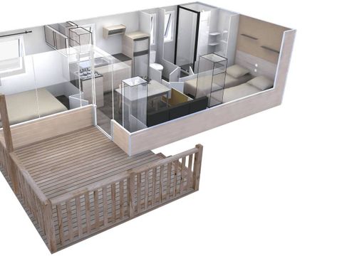 MOBILHOME 6 personnes - Confort | 2 Ch. | 4/6 Pers. | Terrasse Simple | 1 SDB | Climatisation