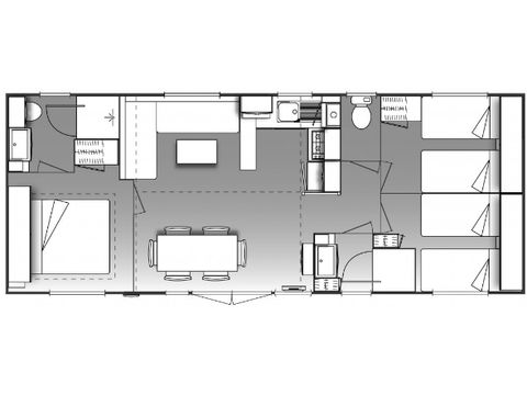 MOBILHOME 7 personnes - CONFORT PLUS - 3 chambres avec climatisation +TV + 2 SDB