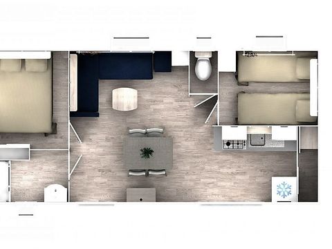 MOBILHOME 5 personnes - CONFORT - 2 chambres avec climatisation + TV
