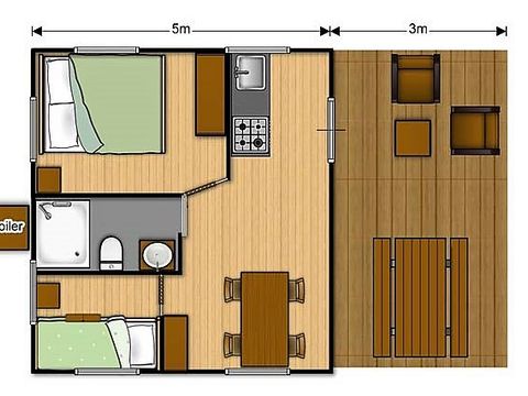 TENTE TOILE ET BOIS 4 personnes - SAFARI - 2 chambres