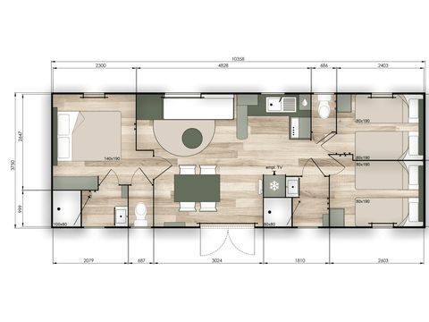 Mobilhome 8 personnes - PREMIUM - 3 chambres avec climatisation +TV+ Plancha à gaz + 2 SDB - 2026