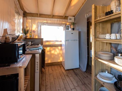 Tente en toile et en bois 5 personnes - Lodge Kamari CLASSIC Climatisé