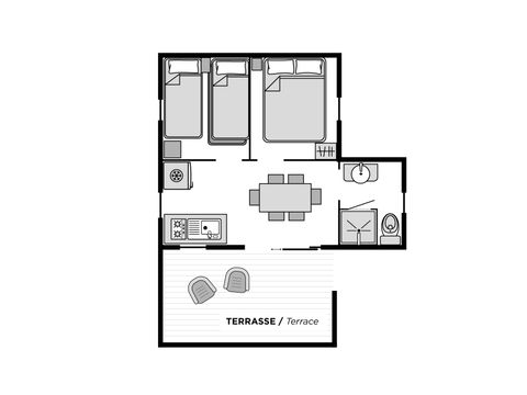 Tente en toile et en bois 5 personnes - Lodge Kamari CLASSIC Climatisé