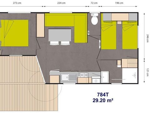 MOBILHOME 6 personnes - CONFORT Azur 2 Chambres (4 Adultes maxi + 2 Enfants de - 18 ans)