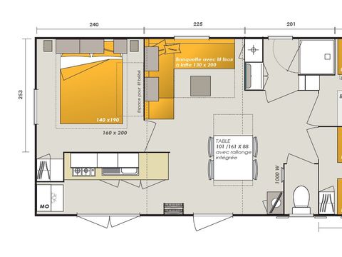 Mobilhome 6 personnes - Premium Dune 6 personnes - 3chambres, climatisé, télévision