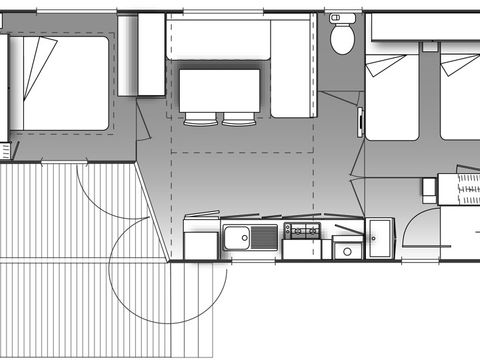 MOBILHOME 4 personnes - MH Confort Mistral 4 personnes - 2 chambres, climatisation et télévision