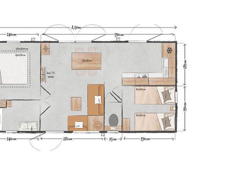 MOBILHOME 4 personnes - Premium Roseau - 2chambres, climatisé, télévision, lave-vaisselle, sèche-serviette et coffre fort
