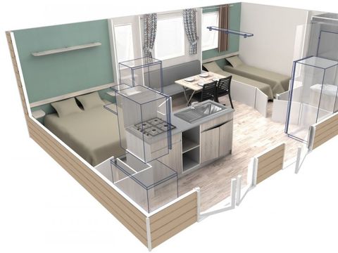 MOBILHOME 4 personnes - Cottage 2 FEUILLES 2 chambres
