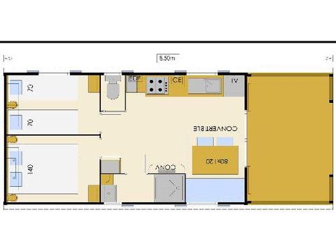 MOBILHOME 4 personnes - Cottage 2 FEUILLES 2 chambres