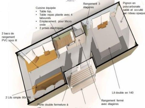 TENTE 4 personnes - Tente Coco Sweet 4 FEUILLES - 2 chambres 16m²  avec sanitaire