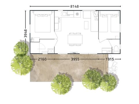 MOBILHOME 4 personnes - Cottage PREMIUM 2 chambres 4 pers.