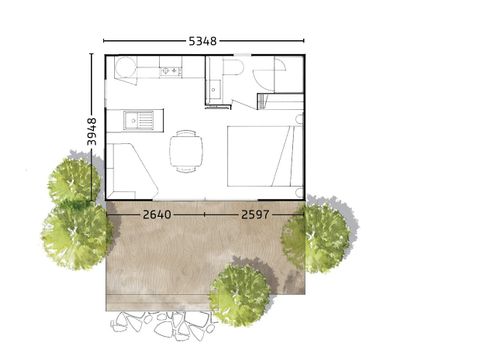 MOBILHOME 2 personnes - Cottage Nature PREMIUM++ 1 chambre avec SPA 2 pers