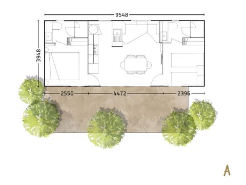MOBILHOME 4 personnes - Cottage Nature Exclusif 2 chambres avec SPA 4 pers